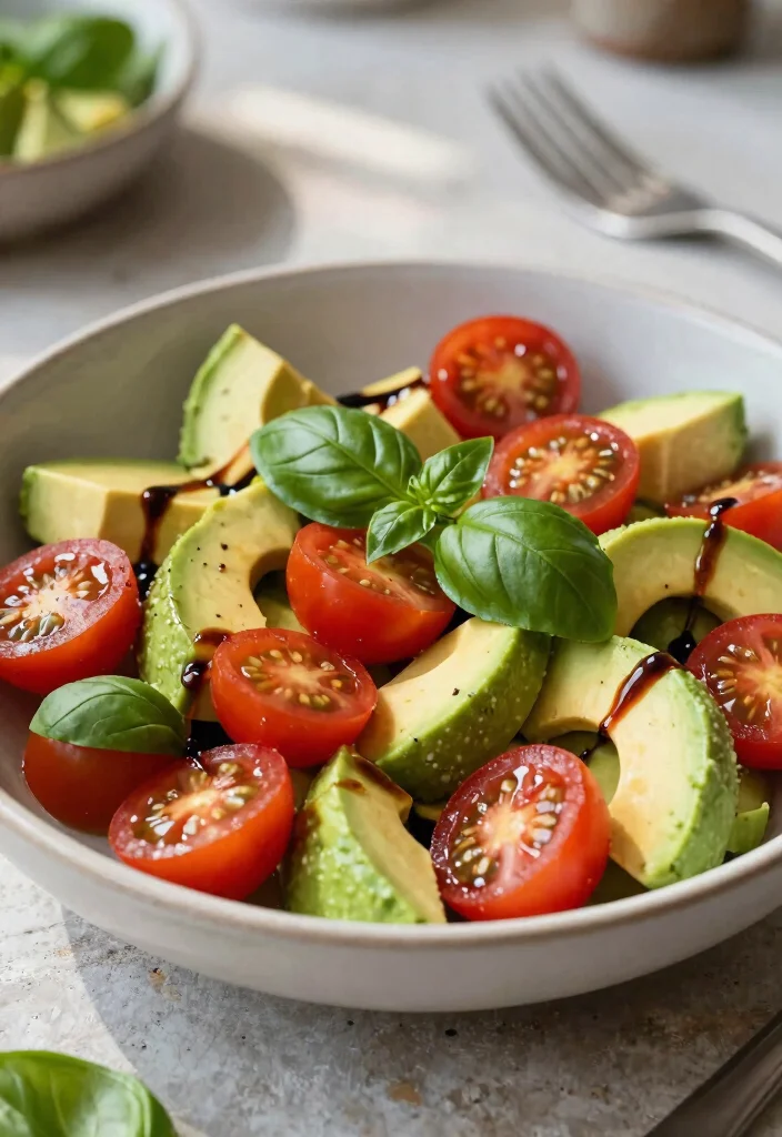 18 High Protein Salads Vegetarian - Fresh & Complete Meals - 16. Avocado & Tomato Salad 1