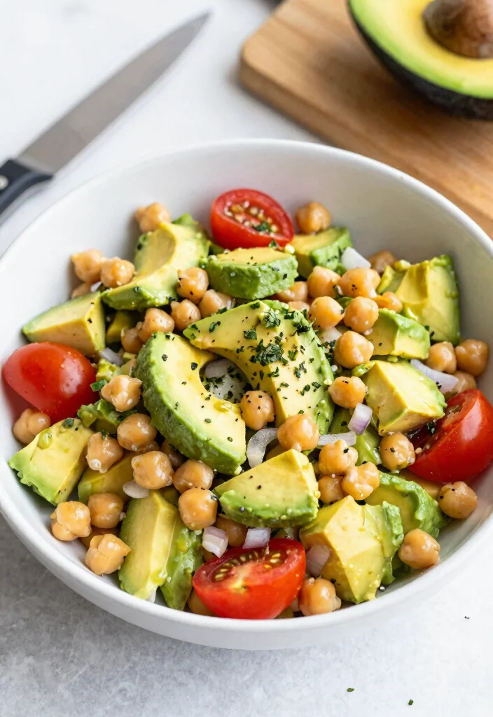 18 High Protein Salads Vegetarian - Fresh & Complete Meals - 3. Chickpea & Avocado Salad 1