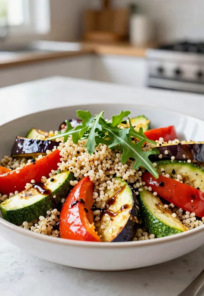 18 High Protein Salads Vegetarian - Fresh & Complete Meals - 5. Roasted Vegetable & Quinoa Salad 1
