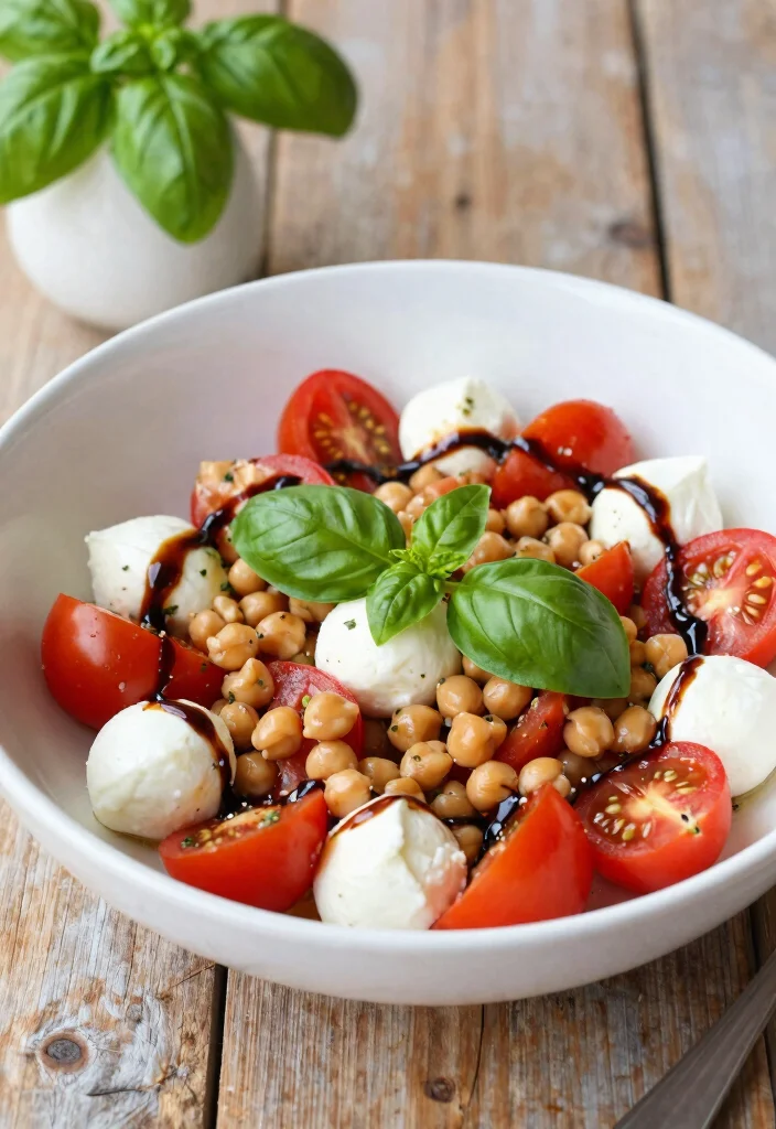 18 High Protein Salads Vegetarian - Fresh & Complete Meals - 8. Caprese Chickpea Salad 1