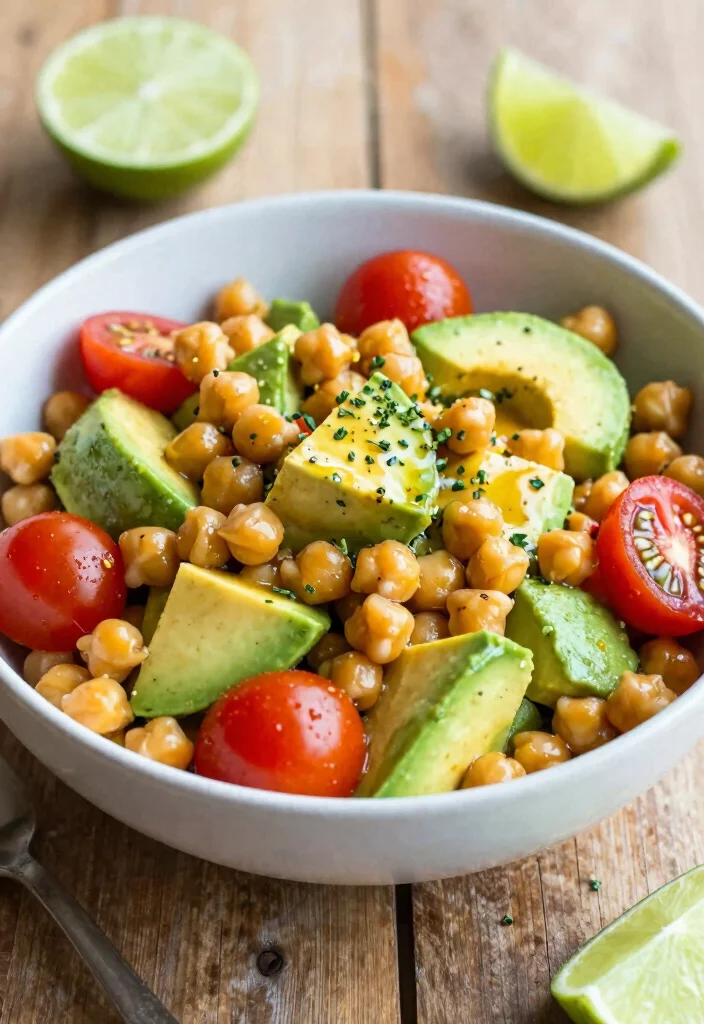 18 Vegetarian High Protein Low Carb Recipes - Meatless & Filling - 1. Spicy Chickpea and Avocado Salad 1