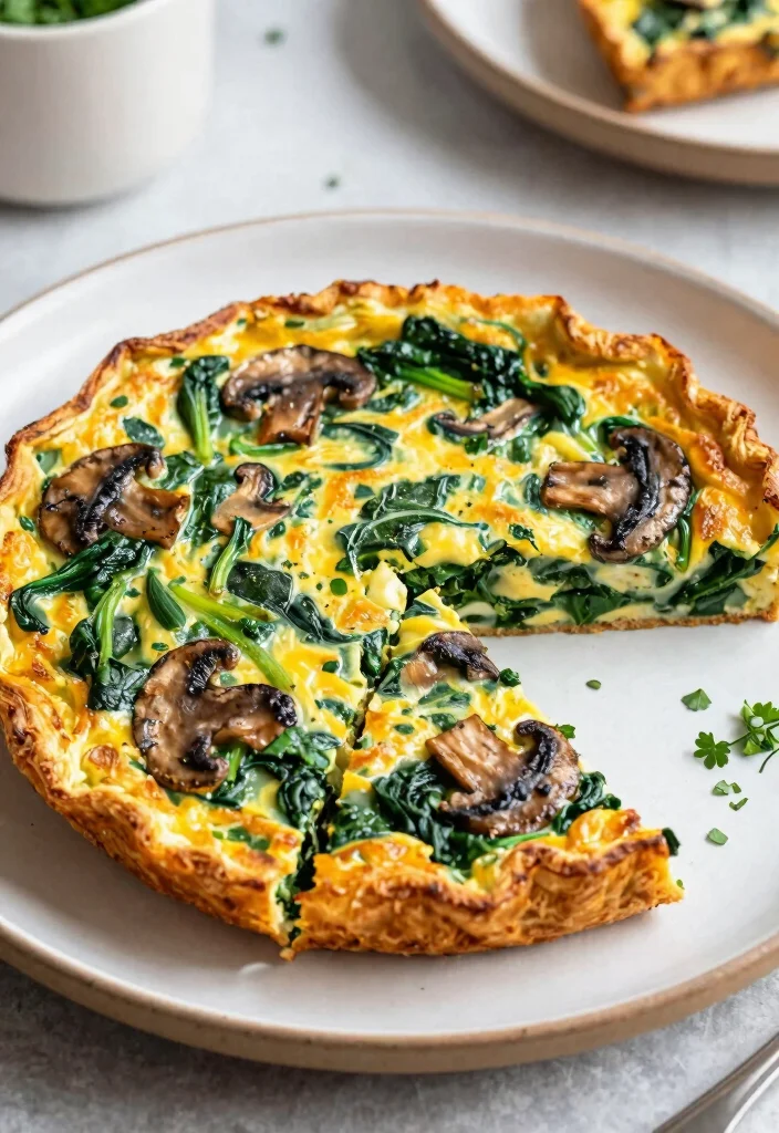 18 Vegetarian High Protein Low Carb Recipes - Meatless & Filling - 12. Mushroom and Spinach Frittata 1