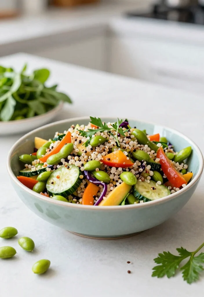 18 Vegetarian High Protein Low Carb Recipes - Meatless & Filling - 13. Edamame and Quinoa Salad 1