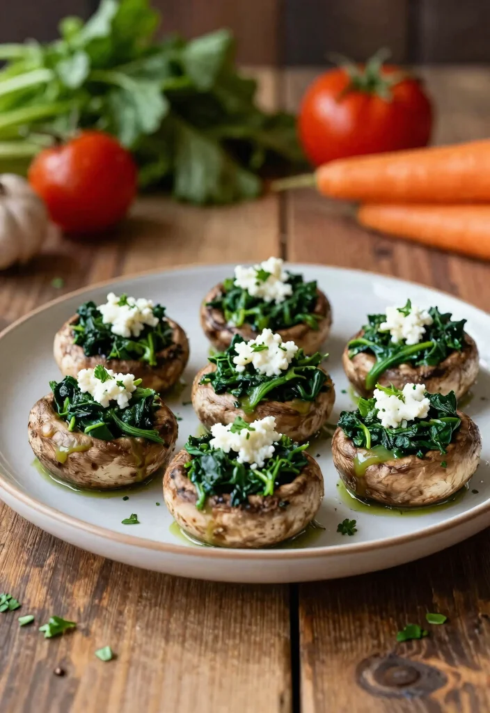 18 Vegetarian High Protein Low Carb Recipes - Meatless & Filling - 14. Spinach and Feta Stuffed Portobello Mushrooms 1