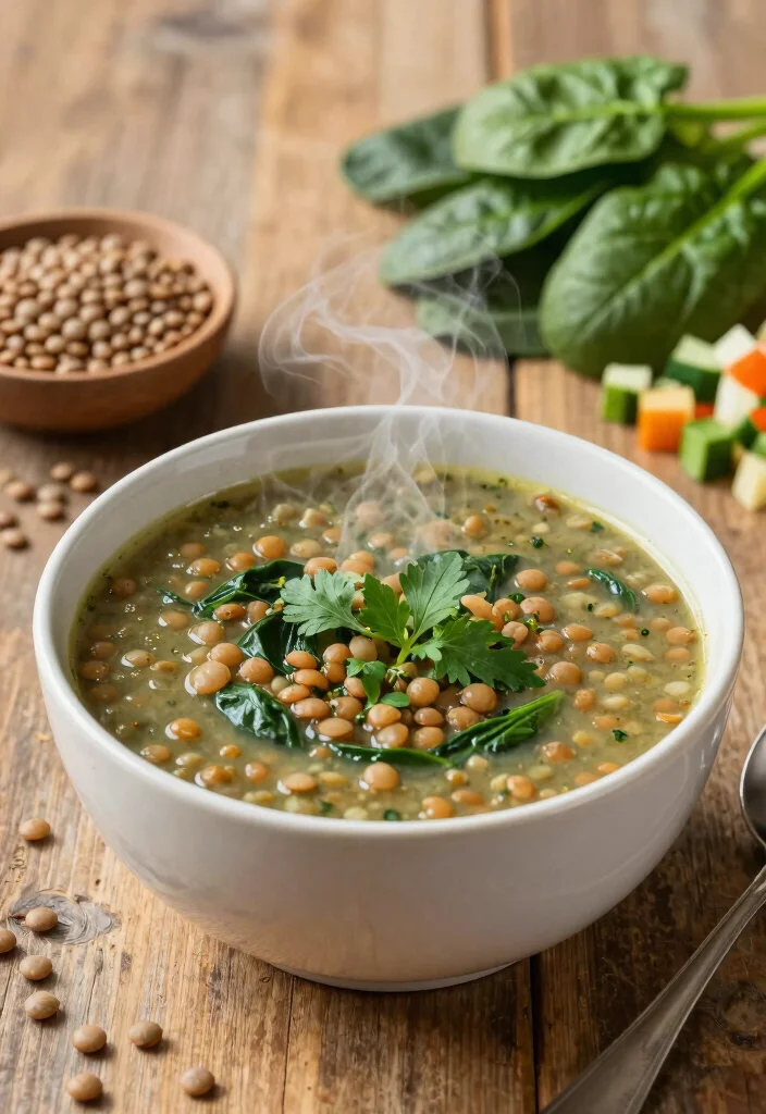 18 Vegetarian High Protein Low Carb Recipes - Meatless & Filling - 3. Lentil and Spinach Soup 1