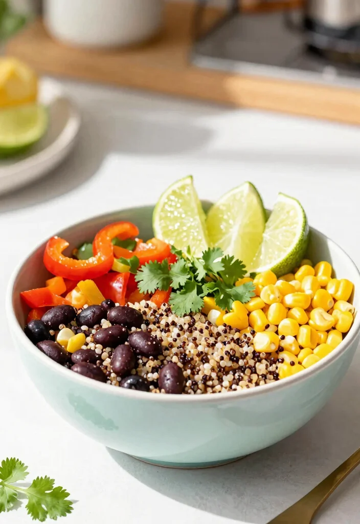 18 Vegetarian High Protein Low Carb Recipes - Meatless & Filling - 5. Quinoa and Black Bean Bowl 1