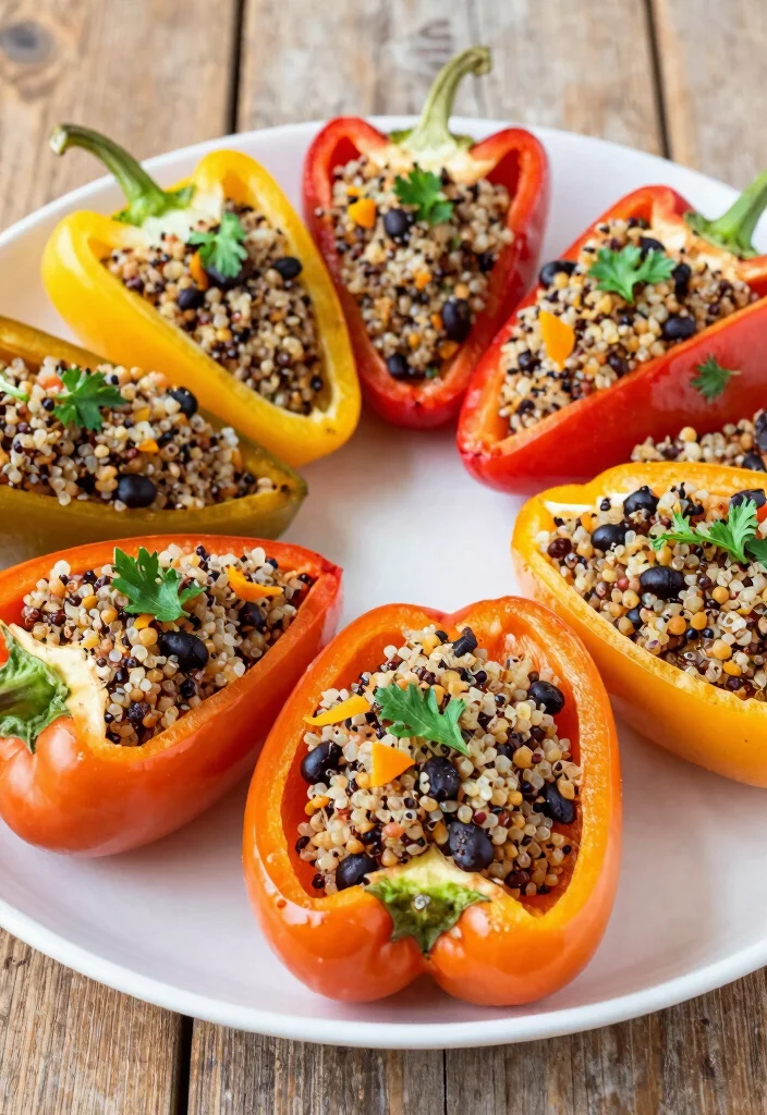 18 Vegetarian High Protein Low Carb Recipes - Meatless & Filling - 8. Stuffed Bell Peppers with Quinoa 1