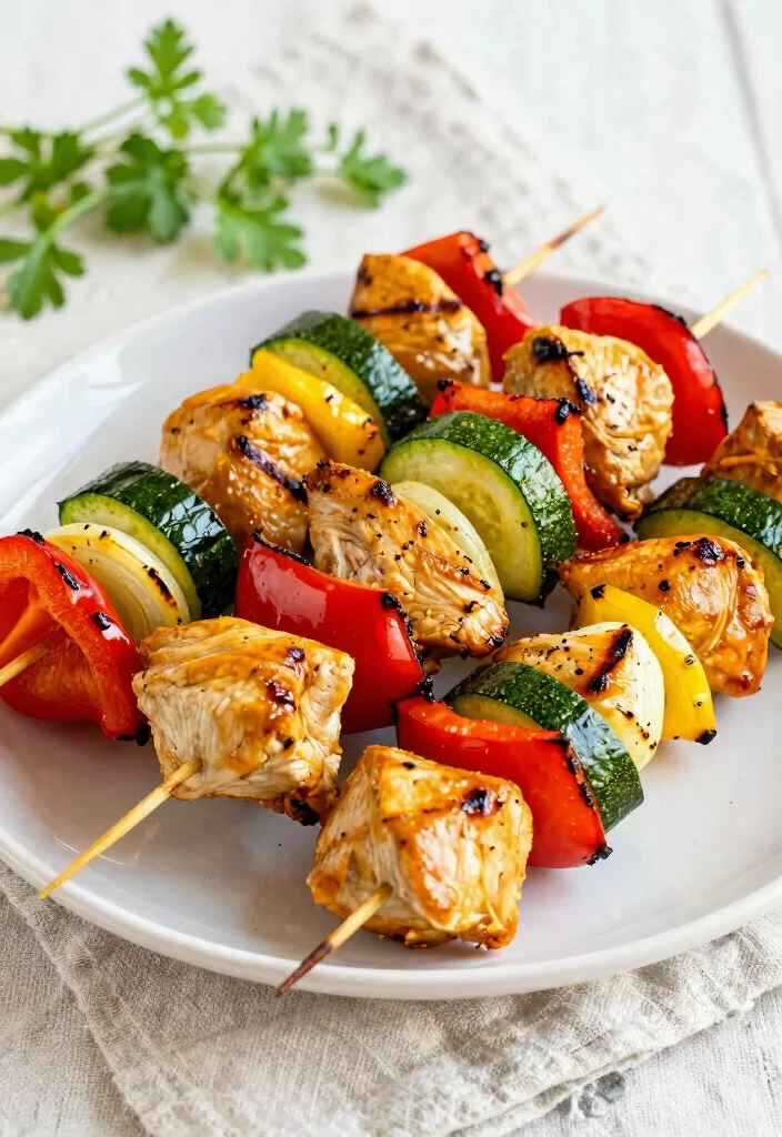 19 Healthy Dinner Recipes Low Carb High Protein Comfort Foods - 16. Chicken and Vegetable Skewers 1