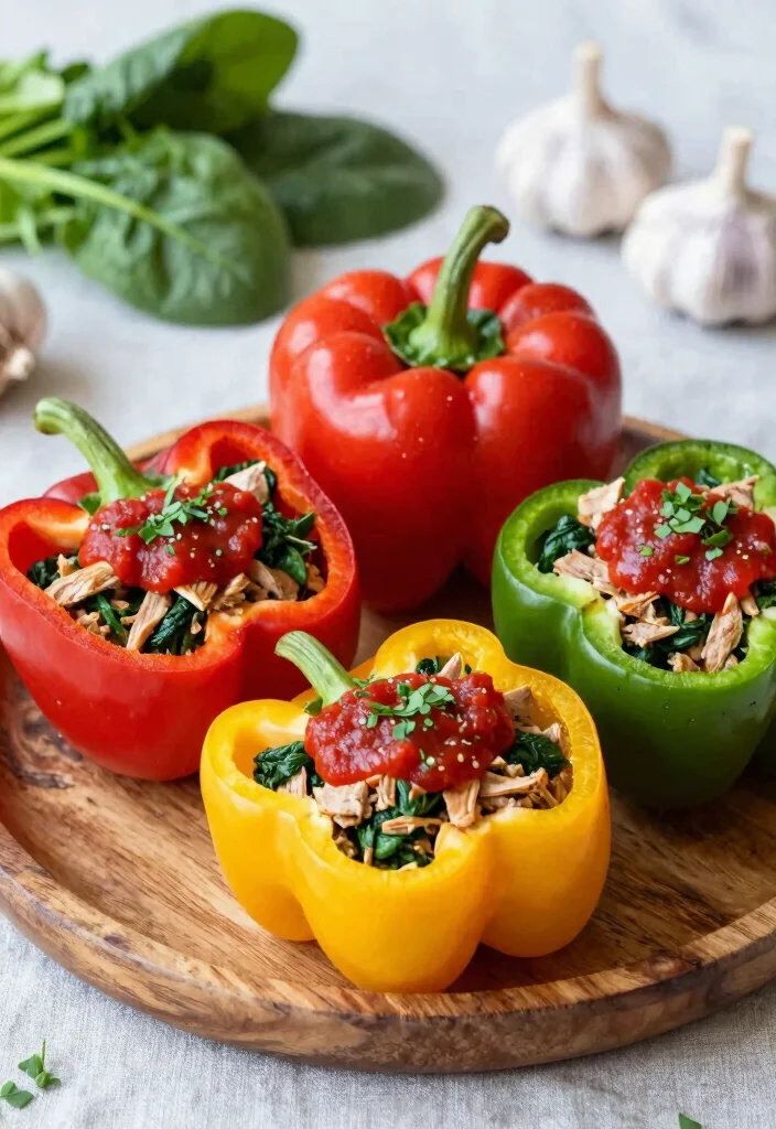 19 Healthy Dinner Recipes Low Carb High Protein Comfort Foods - 4. Turkey and Spinach Stuffed Peppers 1