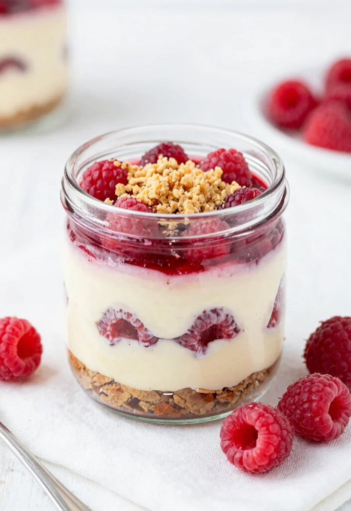 19 High Protein Cheesecake Jars - Creamy Dessert Parfaits - 11. Raspberry Cheesecake Jar 1