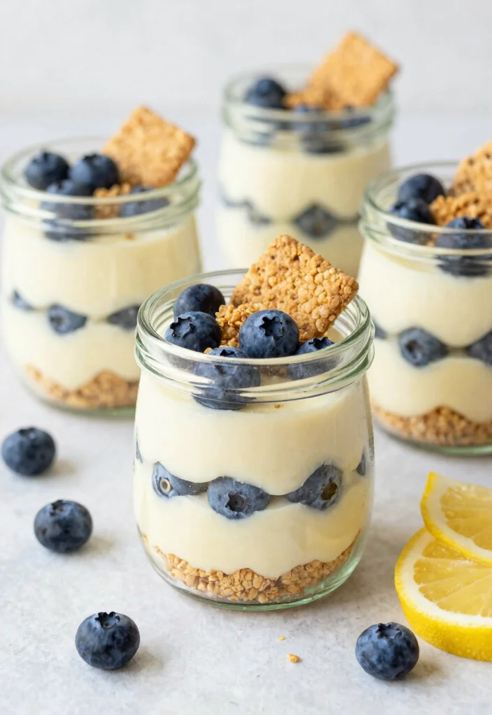 19 High Protein Cheesecake Jars - Creamy Dessert Parfaits - 17. Lemon Blueberry Cheesecake Jar 1