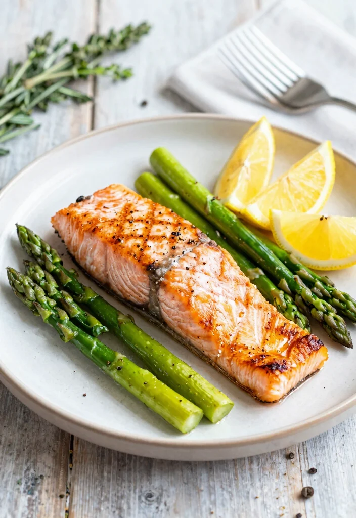 19 High Protein High Fiber Low Carb Recipes - Digestive-Friendly Meals - 12. Grilled Salmon with Asparagus 1