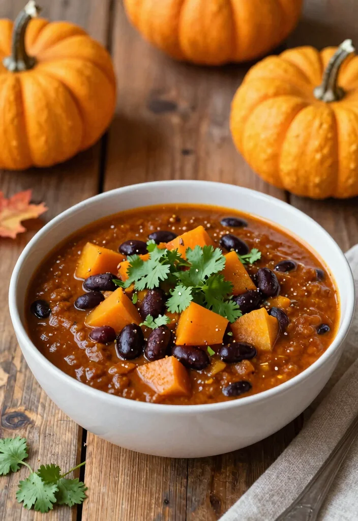 19 High Protein High Fiber Low Carb Recipes - Digestive-Friendly Meals - 14. Pumpkin and Black Bean Chili 1