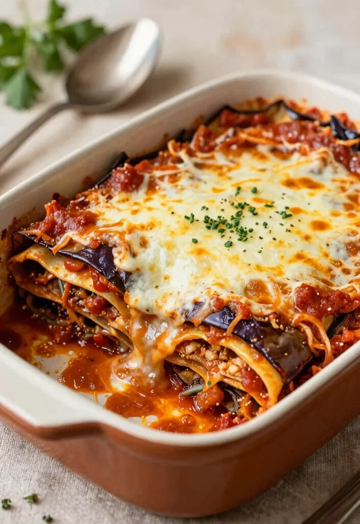 19 High Protein High Fiber Low Carb Recipes - Digestive-Friendly Meals - 15. Eggplant Lasagna 1