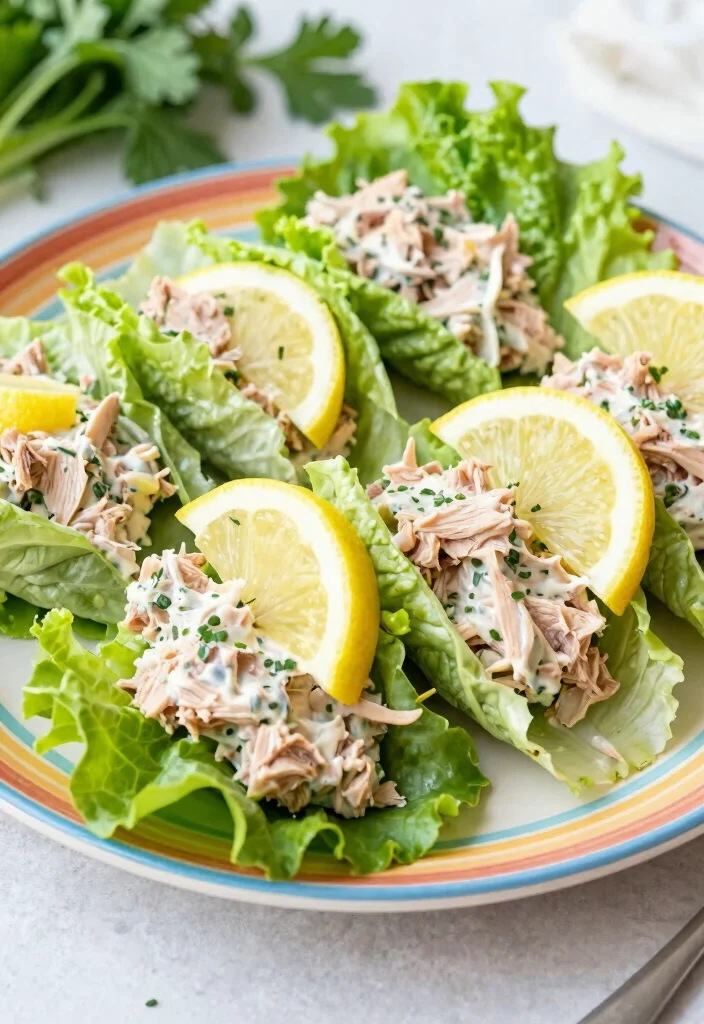 19 High Protein High Fiber Low Carb Recipes - Digestive-Friendly Meals - 18. Tuna Salad Lettuce Wraps 1