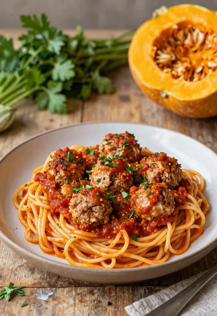 19 High Protein High Fiber Low Carb Recipes - Digestive-Friendly Meals - 3. Spaghetti Squash with Turkey Meatballs 1