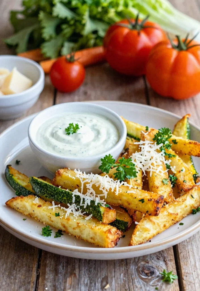 19 High Protein Low Carb Air Fryer Recipes - Crispy & Healthy - 3. Zucchini Fries with Parmesan 1