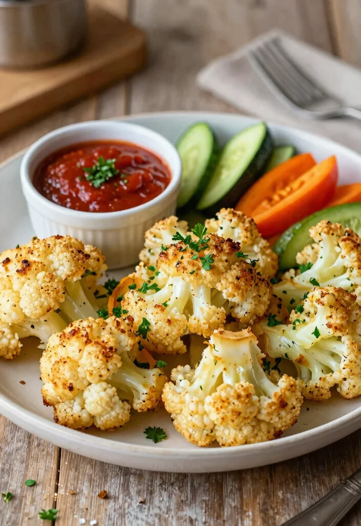 19 High Protein Low Carb Air Fryer Recipes - Crispy & Healthy - 5. Air Fryer Garlic Parmesan Cauliflower 1