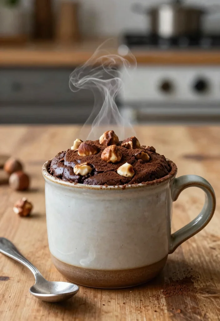19 High Protein Low Carb Dessert Recipes - Guilt-Free Treats - 12. Chocolate Hazelnut Mug Cake 1