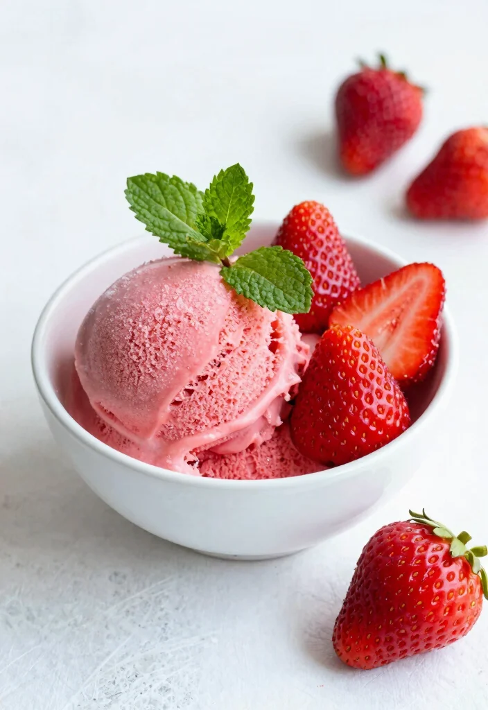 19 High Protein Low Carb Dessert Recipes - Guilt-Free Treats - 19. Strawberry Coconut Sorbet 1
