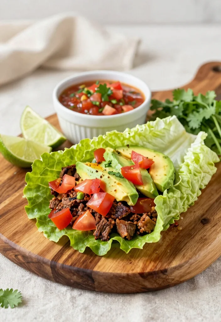 19 High Protein Low Carb Ground Beef Recipes - Versatile & Filling - 1. Spicy Taco Lettuce Wraps 1