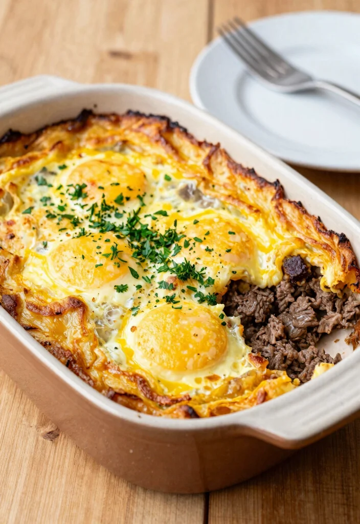 19 High Protein Low Carb Ground Beef Recipes - Versatile & Filling - 10. Beef and Egg Casserole 1