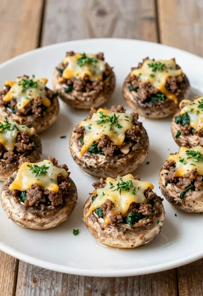 19 High Protein Low Carb Ground Beef Recipes - Versatile & Filling - 15. Beef and Spinach Stuffed Portobello Mushrooms 1