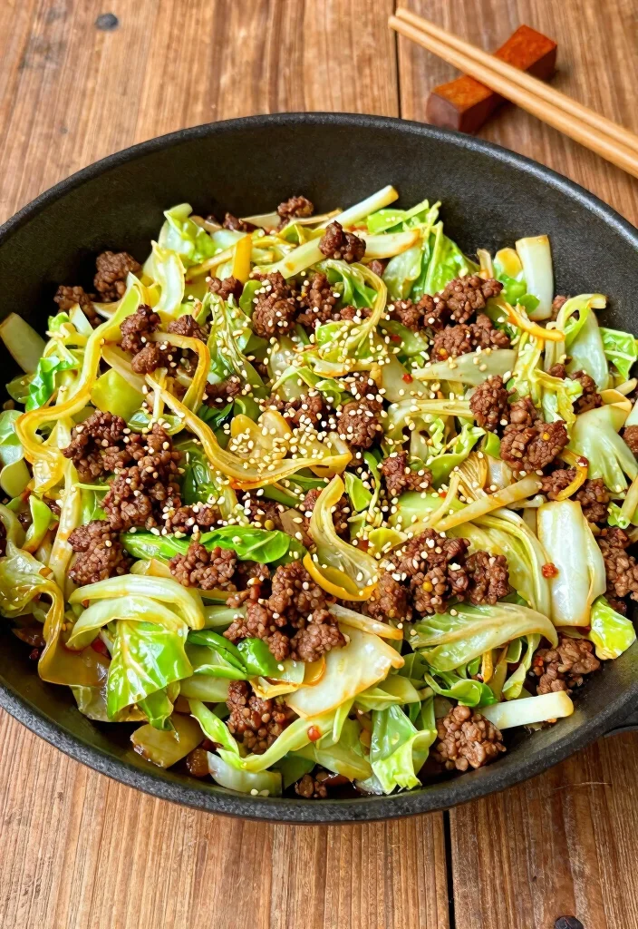 19 High Protein Low Carb Ground Beef Recipes - Versatile & Filling - 18. Beef and Cabbage Stir-Fry 1