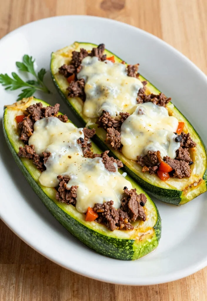 19 High Protein Low Carb Ground Beef Recipes - Versatile & Filling - 9. Italian Beef Stuffed Zucchini Boats 1