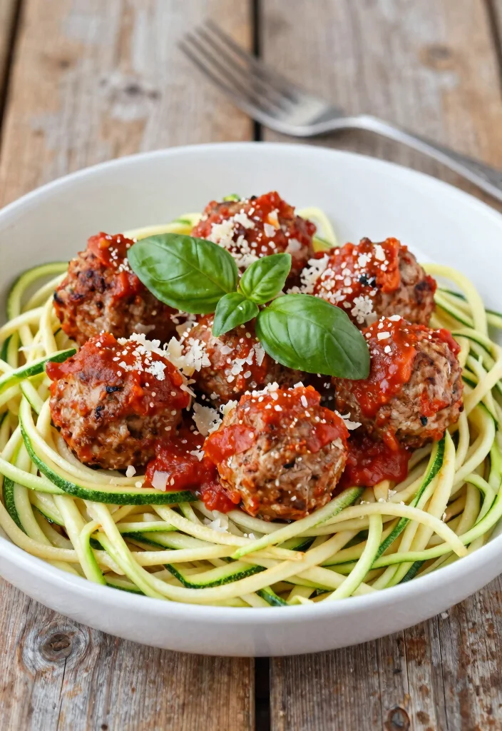 19 High Protein Low Carb Recipes Meal Prep - Sunday Cooking Ideas - 7. Turkey Meatballs with Zucchini Noodles 1