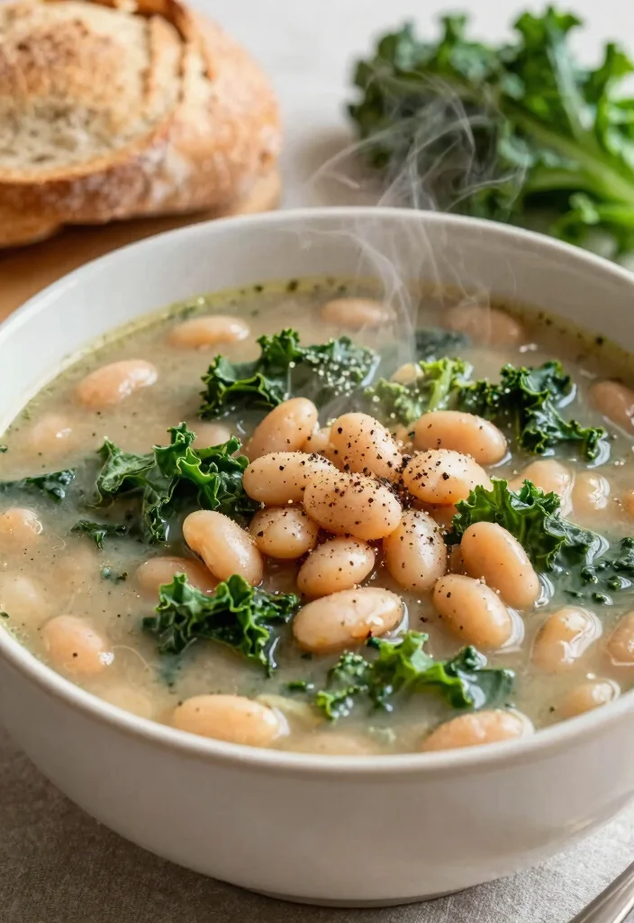 19 High Protein Vegan Recipes - Plant-Based & Filling - 17. White Bean and Kale Soup 1