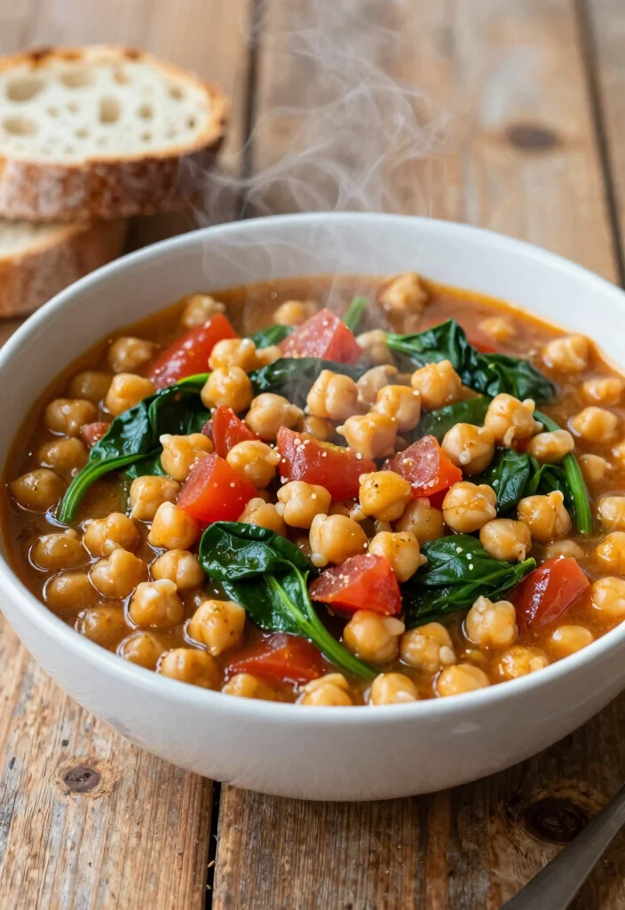 19 High Protein Vegan Recipes - Plant-Based & Filling - 2. Chickpea and Spinach Stew 1