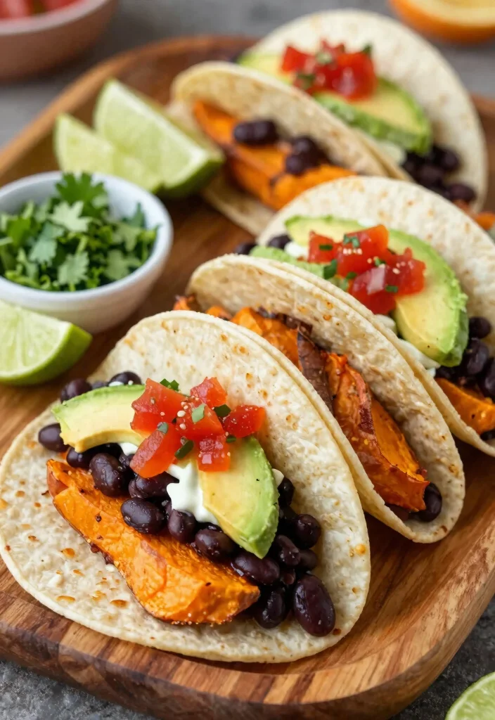 19 High Protein Vegan Recipes - Plant-Based & Filling - 4. Black Bean and Sweet Potato Tacos 1