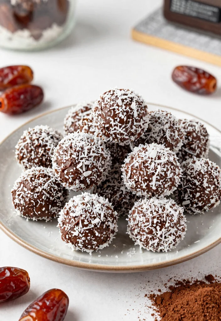 19 Low Calorie High Protein Dessert Recipes - Skinny Sweet Treats - 12. No-Bake Chocolate Coconut Protein Bites 1