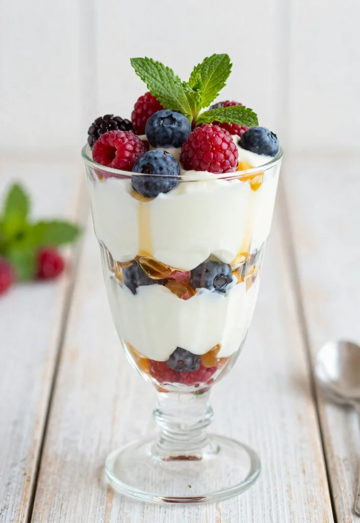 19 Low Calorie High Protein Dessert Recipes - Skinny Sweet Treats - 2. Greek Yogurt Parfait with Honey and Berries 1