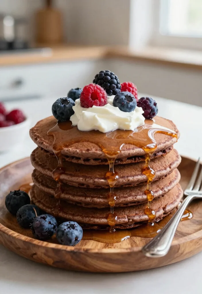 19 Low Calorie High Protein Dessert Recipes - Skinny Sweet Treats - 8. Chocolate Protein Pancakes 1