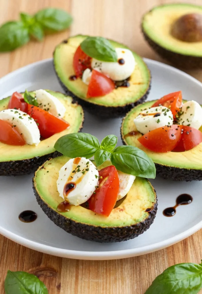 19 Low Carb High Protein Recipes Dinner - Quick Evening Dinners - 11. Caprese Stuffed Avocados 1