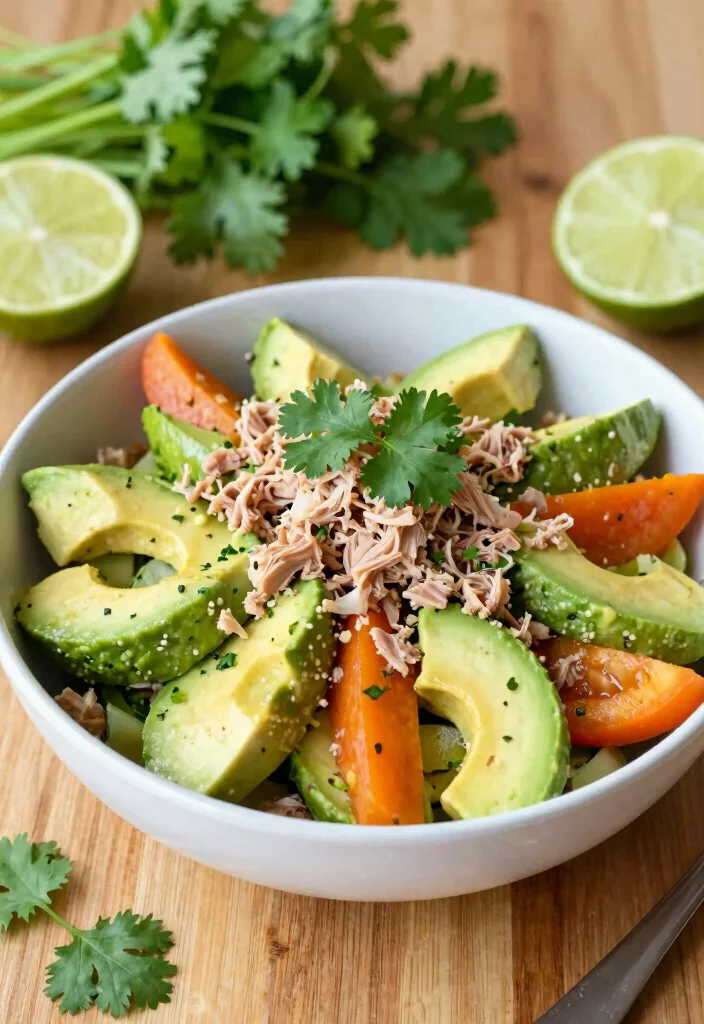 19 Low Carb High Protein Recipes Dinner - Quick Evening Dinners - 7. Avocado and Tuna Salad 1
