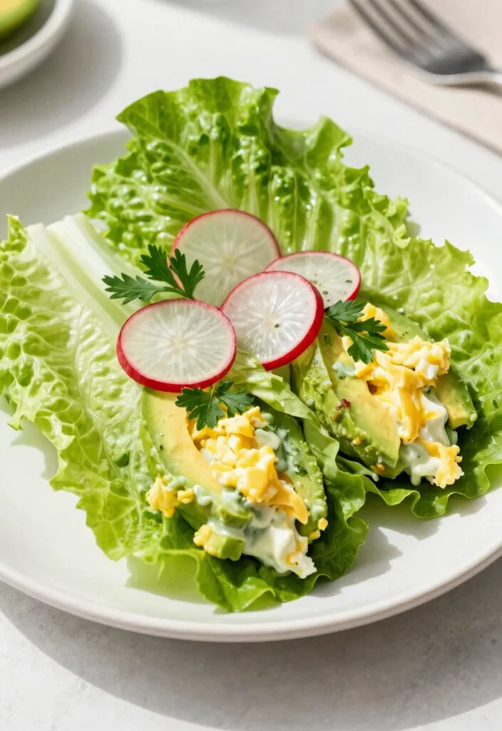 19 Low Carb High Protein Recipes Vegetarian - Filling Meatless Meals - 13. Avocado and Egg Salad Lettuce Wraps 1