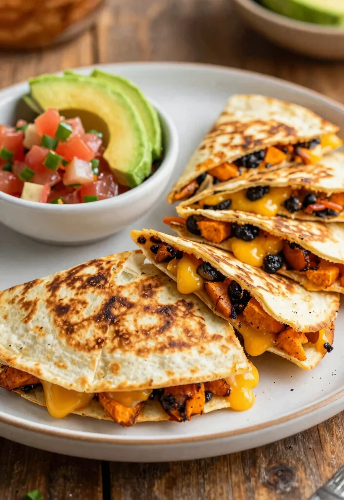 19 Low Carb High Protein Recipes Vegetarian - Filling Meatless Meals - 18. Sweet Potato and Black Bean Quesadillas 1