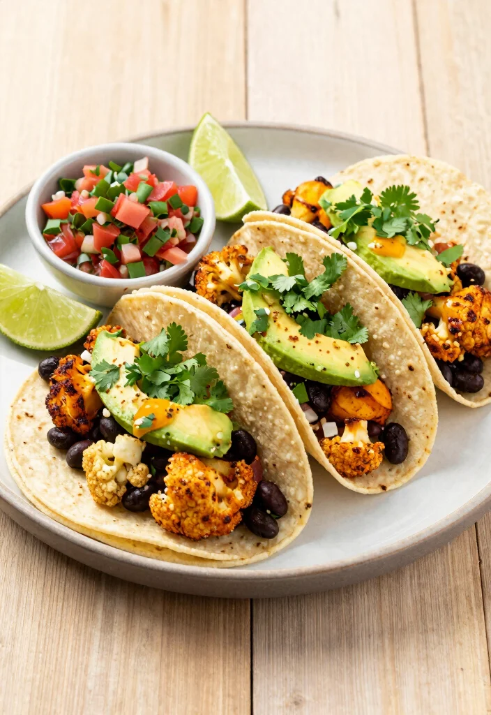 19 Low Carb High Protein Recipes Vegetarian - Filling Meatless Meals - 2. Spicy Black Bean and Cauliflower Tacos 1