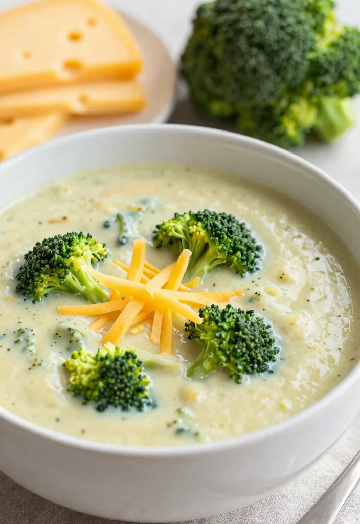 20 High Protein Soup Recipes - Warm & Satisfying Bowls - 15. Creamy Broccoli and Cheese Soup 1