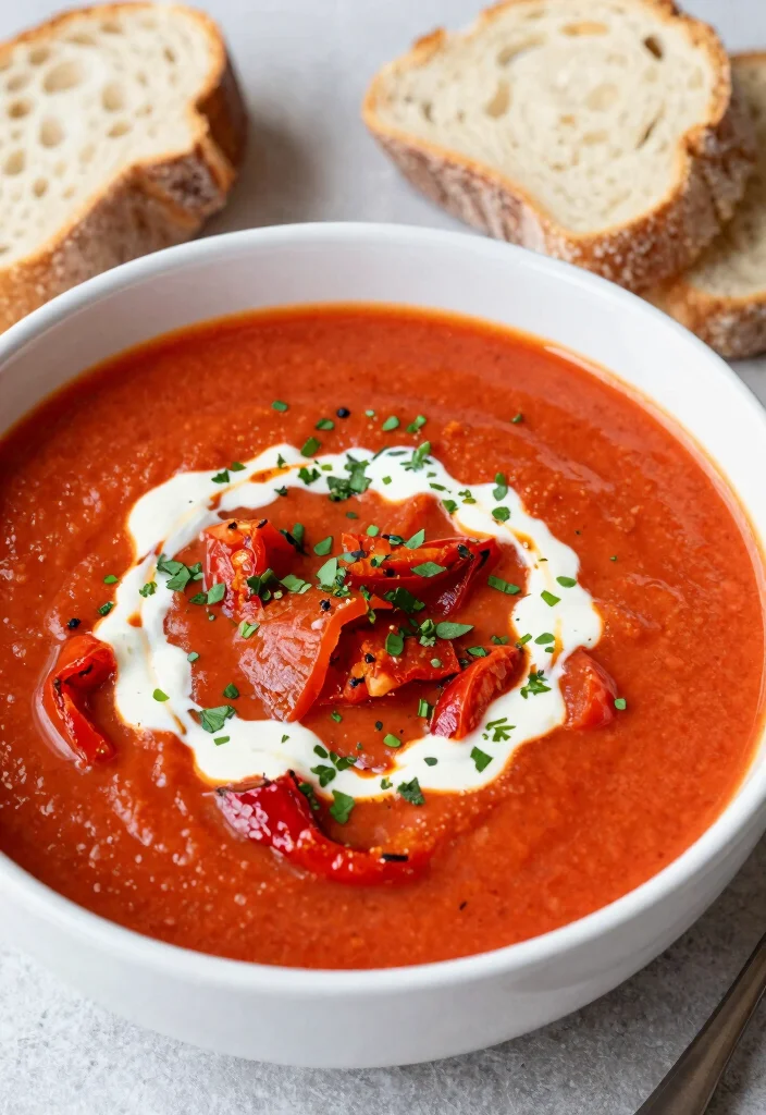 20 High Protein Soup Recipes - Warm & Satisfying Bowls - 17. Roasted Red Pepper and Tomato Soup 1