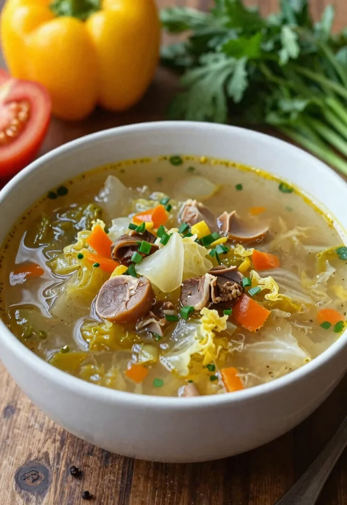 20 High Protein Soup Recipes - Warm & Satisfying Bowls - 18. Cabbage and Sausage Soup 1