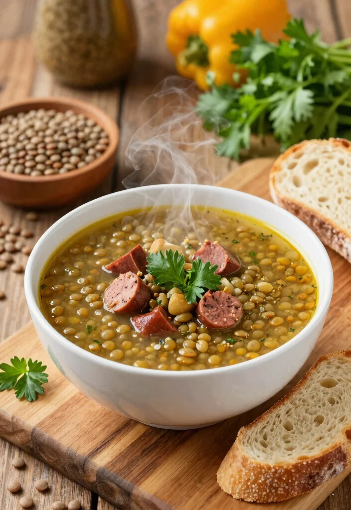 20 High Protein Soup Recipes - Warm & Satisfying Bowls - 2. Lentil and Sausage Soup 1