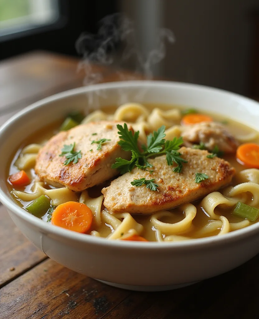 Best High Protein Chicken Noodle Soup - Cozy & Satisfying - Step 3: Add Garlic and Chicken 1
