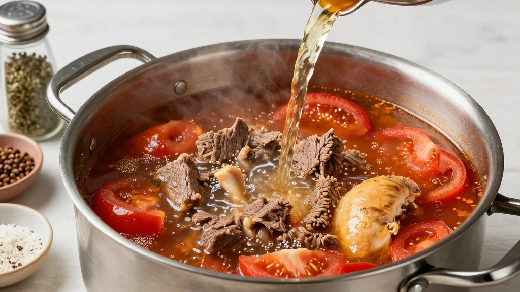 Easy High Protein Lasagna Soup - Comfort Food Classic - Step 5: Incorporate Broth and Seasonings 1