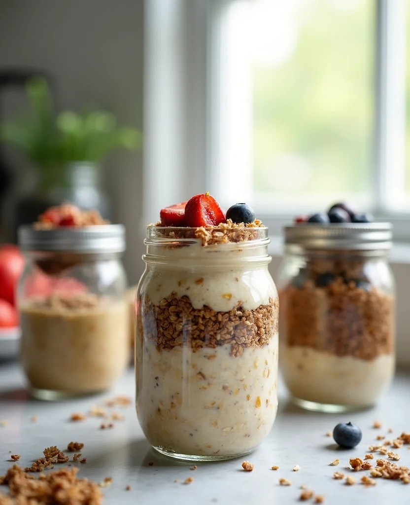 Perfect High Protein Overnight Oats Low Carb - Make-Ahead Breakfast - Step 2: Mix Yogurt and Protein Powder 1