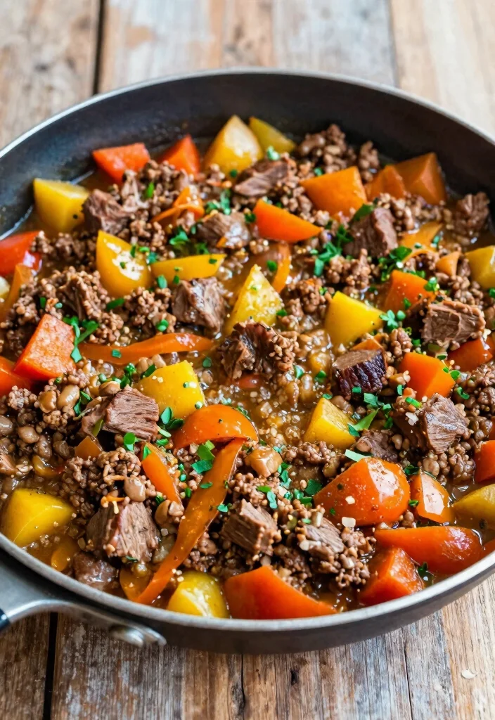 16 Delightful Carnivore Ground Lamb Recipes for Keto & Zero-Carb Lovers - 15. Lamb and Vegetable Skillet 1