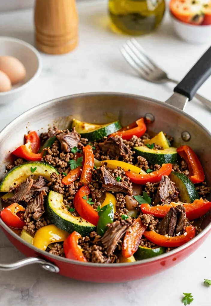 16 Easy Ground Lamb Recipes for Busy Weeknights - 8. Lamb and Vegetable Skillet 1